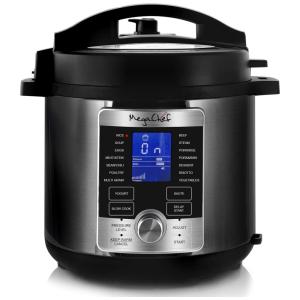 Panela de Pressão Elétrica 6L com 8 Predefinições e Painel de Led, 110v, MEGACHEF Electric Digital, Preto