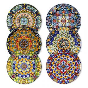 Conjunto de Pratos de Sobremesa em Cerâmica no Estilo Boêmio, 6 UN, Vancasso
