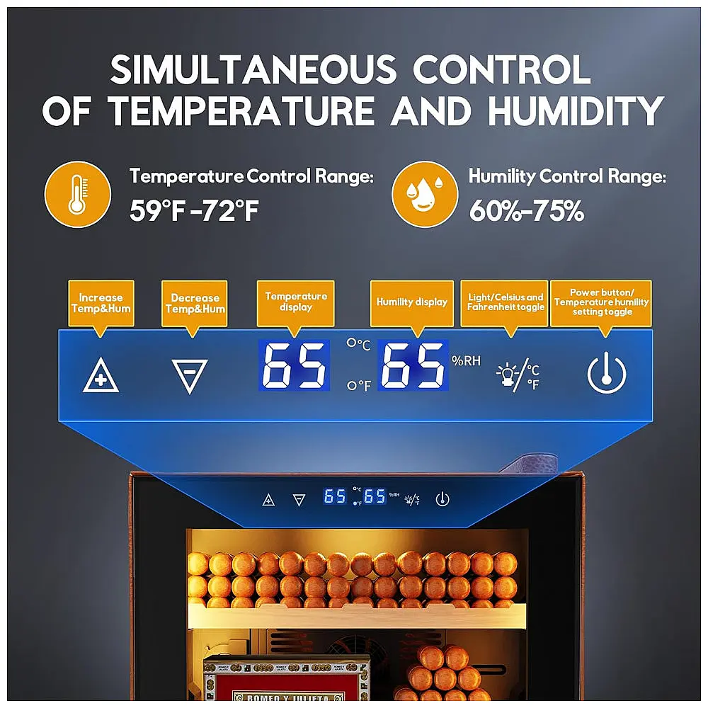 Humidor Elétrico Tylza Marrom 50L com Controle Automático de Temperatura e Umidade 115V — foto 2