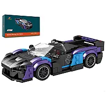 Kit de Construção Carro de Corrida SABRE com 390 Peças, JMBricklayer, Preto e Roxo