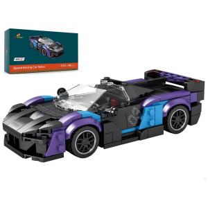 Kit de Construção Carro de Corrida SABRE com 390 Peças, JMBricklayer, Preto e Roxo