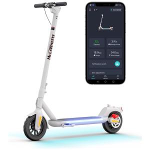 Patinete Elétrico Dobrável MEGAWHEELS para Adultos até 30 km, h, 350W, Branco