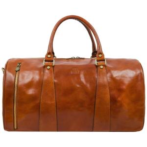 Bolsa de Viagem Masculina Clássica de Couro, TIME RESISTANCE, Marrom Claro