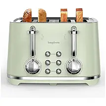 Torradeira Elétrica Retro 4 Fatias com 6 Níveis de Tostagem, 110V 1500W, LONGDEEM, Verde