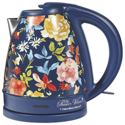 Pioneer Woman 1.7 Liter Electric Kettle Blue, Fiona Floral by Hamilton Beach L x W x H 8.78 x 6.34 x 9.53 Inches
