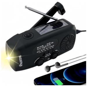 iRonsnow Rádio AM, FM, NOAA Portátil Recarregável via Manivela e Solar Porta USB