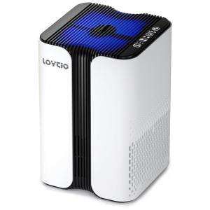 Purificador de Ar para Espaços até 37m2 com Modo de Sono de 24db, Luz Noturna, 3 Temporizadores e Aromaterapia, LOYTIO KJ7, Preto e Branco