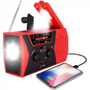 Rádio AM FM e NOAA 2000mAh Com Bateria Solar ou Manivela de Recarga USB Alarme SOS