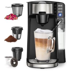 Cafeteira Elétrica Automática 6 em 1 com Espumador de Leite, 1060W, 110v, BOLY, Preto