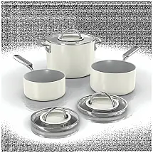 NeverQuit 6-Piece Ceramic Saucepan Cookware Set in Bone