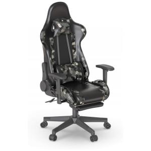 Cadeira de Escritório Gamer Reclinável e Ajustável com Encosto Alto, Camuflada, NSDIRECT, Verde
