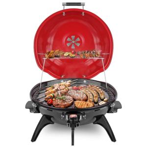 Churrasqueira Elétrica Portátil Serve 15 Porções, 110V 1600W, Techwood, Vermelho