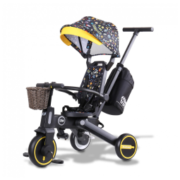 Triciclo Infantil com Cesta, Mochila de Viagem e Bolsa para os Pais para Crianças de 1 a 5 Anos, NewtronX, Preto