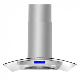 Coifa de ilha 89cm COSMO inox escovado vidro curvo 646 m³/h comando touch filtros permanentes LED 110V