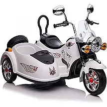 Moto Elétrica Infantil 2 acentos a Bateria 6V com Sons e Luzes, Idade Recomendada 3 a 6 Anos, BAIGOR, Branco