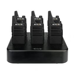 Rádio Comunicador Walkie Talkie Retevis RT22 Recarregável, Rádio de Mão Livre, Rádio Bidirecional (6 Unidades) com Carregador