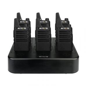 Rádio Comunicador Walkie Talkie Retevis RT22 Recarregável, Rádio de Mão Livre, Rádio Bidirecional (6 Unidades) com Carregador