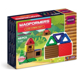Kit de Construção Log Cabin Geométrico Educativo 48 Peças, para Crianças a Partir de 3 Anos, MAGFORMERS 05050, Azul