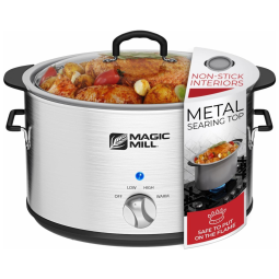 Panela Elétrica Multifuncional 10L, Aço Inoxidável com Controle de Temperatura, 110V, MAGIC MILL, Prateado
