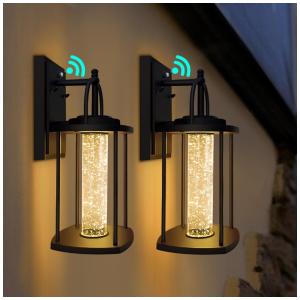 Arandela Luminária Moderna Externa de Parede à prova dágua com Sensor, Base E27 10W 3000K, 2 Unidades, PARTPHONER PA1251, Preto