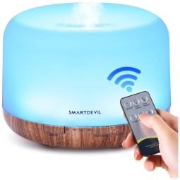 Umidificador Ultrassônico Portátil 0.5L com Aromaterapia e 7 Luzes LED, até 4H, Área 60m2, 110v, SMARTDEVIL 2.02.05.0001, Marrom