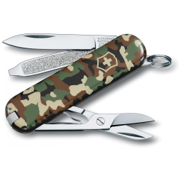 Canivete Multifuncional 7 Funções em Aço Inoxidável, Victorinox Classic SD, Verde Camuflado