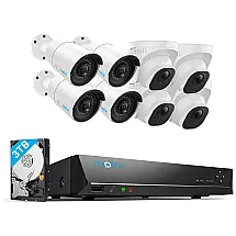Sistema de Câmeras de Segurança P Canais POE 3TB, 8 PCS, REOLINK 16 410B4D4 5M, Branco