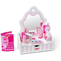 Kit Salão de Beleza Infantil de Madeira com 18 Acessórios para Crianças Acima de 3 Anos, Melissa & Doug
