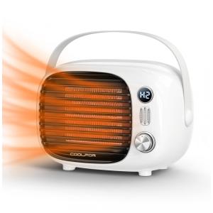 Aquecedor Elétrico Portátil de Cerâmica com Controle de Temperatura e Silencioso, 800W 110V, Coolfor, Branco
