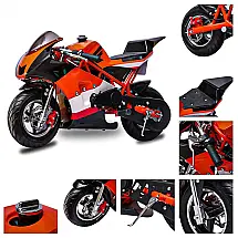 Fit Right Mini Moto Infantil á Gasolina, velocidade até 28 km, h, 1 Assento, 13 anos, Laranja