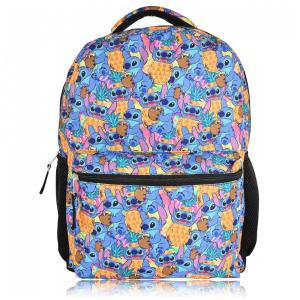 Mochila Escolar Infantil 40cm Disney Lilo para Meninos e Meninas, Azul