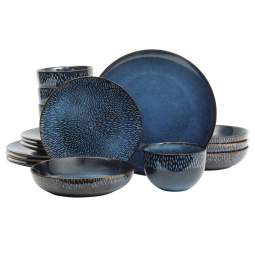 Aparelho de Jantar com 16 Peças em Cerâmica Reativa, Serve 4 Pessoas, Gibson Elite Matisse, Azul