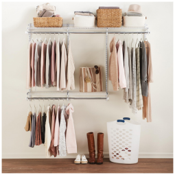 Kit Closet Aramado 1,8 Metros com Prateleiras Expansíveis e Hastes Telescópicas Personalizável Rubbermaid