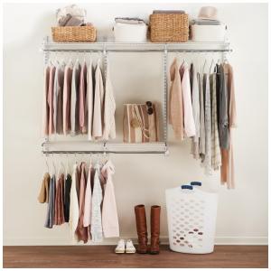 Kit Closet Aramado 1,8 Metros com Prateleiras Expansíveis e Hastes Telescópicas Personalizável Rubbermaid