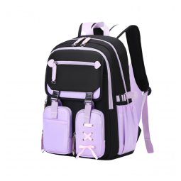Mochila escolar TYHOTULY infantil juvenil roxa, laço decorativo, grande capacidade 23 L