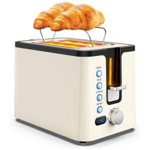 Nouno Torradeira Elétrica de 2 Fatias com 6 Níveis de Tostagem e Função Bagel, 110V, 800W, Creme
