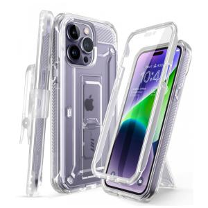 Capa para Iphone 14 Pro Max com Protetor de Tela Embutido e Clipe de Cinto, SUPCASE, Transparente