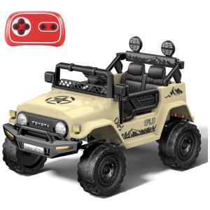 Carro Elétrico Infantil a Bateria com Controle Remoto e Suspensão de Mola, 12V, Powerwhale, Camuflado Marrom