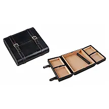 Umidor de Viagem Augustus Prestige Import Group Preto Couro para 20 Charutos com Umidificador