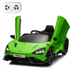 Carro Elétrico Infantil McLaren 765LT Licenciado 12V, 1 Lugar, 2 Motores 30W, Controle Remoto, Bluetooth, Luzes LED, Verde