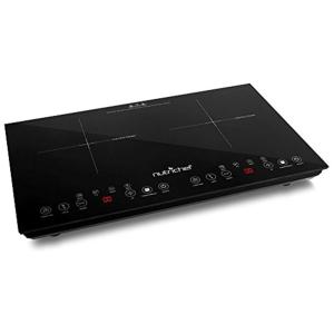 Cooktop Fogão de Indução Dupla Portátil de 120V Portátil Digital 1800 Watt, NUTRICHEF PKSTIND48, Preto