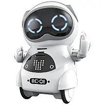 Mini Robô Interativo com Reconhecimento de Voz, Canta e Dança, HAITE 43242 5013, Branco