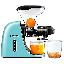 Espremedor de Frutas Lento de Alto Rendimento, Denso em Nutrientes, Vitaminas e Fácil de Limpar, 200W, Fretta, Azul Claro