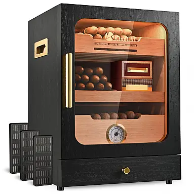 Humidor KingChii Preto com LED