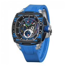 TSAR BOMBA Relógio Masculino Luxo Carbono Mecânico Automático TB8602 Azul - Estilo e Sofisticação
