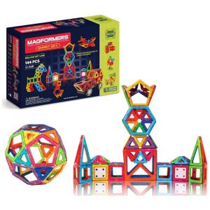 Kit de Construção Edifício Deluxe Geométrico Educativo 144 Peças, para Crianças a Partir de 3 Anos, MAGFORMERS 63083, Vermelho