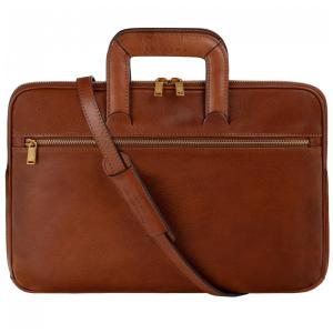 Bolsa Maleta de Couro Masculina para Laptop, TIME RESISTANCE, Marrom