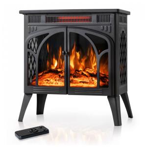 Lareira Elétrica com Controle Remoto e Chamas 3D Ajustável, 1500W, 110v, Electactic, Preto