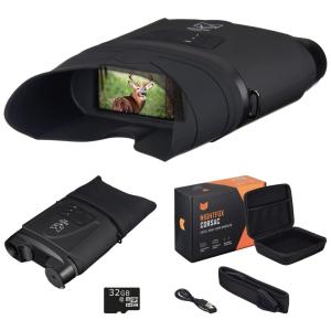 Binóculos Digital HD Iravermelho, 32GB, 3X Zoom, 1080p, Alcance 182M, NIGHTFOX NF CORSAC, Preto