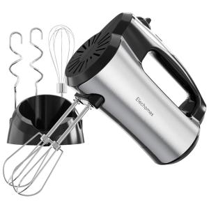 Batedeira Elétrica de Mão com 5 Velocidades e Acessórios, 300W, 110v, ELECHOMES, Prateado